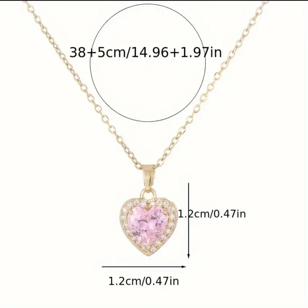 Pink Heart Necklace (golden)