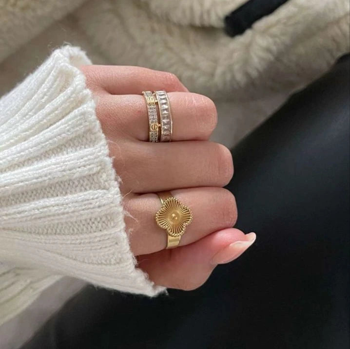 Golden Clover Ring (Adjustable)