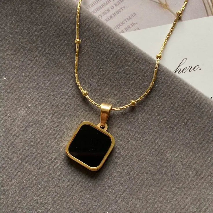 Classic Black Square Necklace