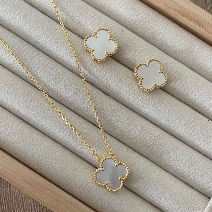 White Clover Necklace & Earrings