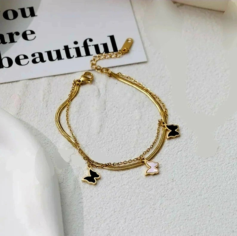 Butterfly Double layer Chain Bracelet