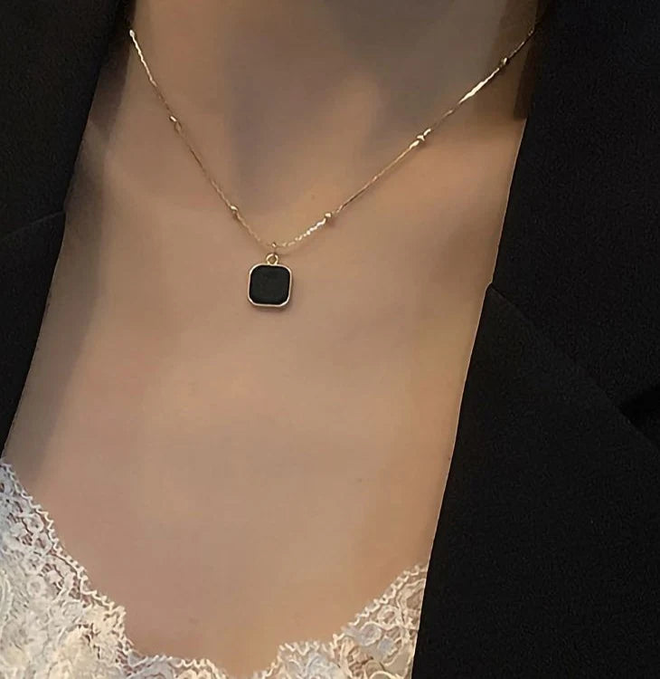 Classic Black Square Necklace