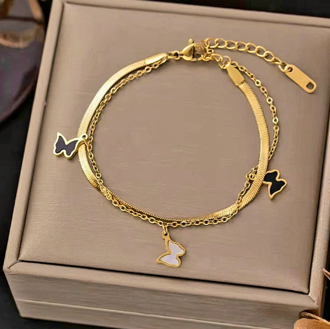 Butterfly Double Chain Bracelet