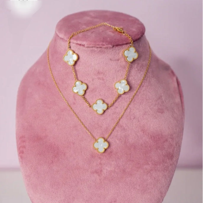 White Clover Necklace & Bracelet